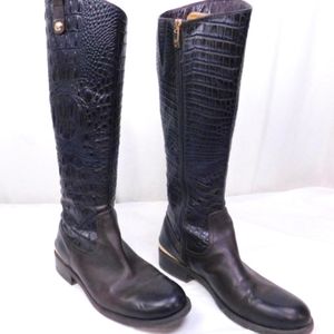 Vince Camuto Womens Kamino Brown Crocodile Embossed Riding Boots Size 7